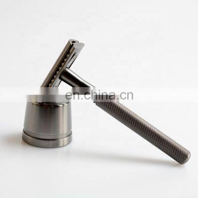 Matte Black Double Edge Blade Reusable Safety Razor Shaving Set Metal Barber Stainless Steel for Men