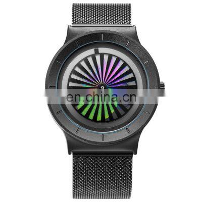 SINOBI Creative Watch For Man Colorful Vortex Dial Steel Mesh Band Quartz Watches Man Custom Logo Watch OEM S9837G