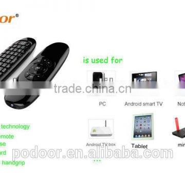 2014 backlit wireless keyboard air mouse, remote controller for PC/Android TV box/smart tv ,fly air mouse
