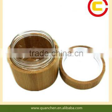 Custom bamboo cream jars with plastic inside