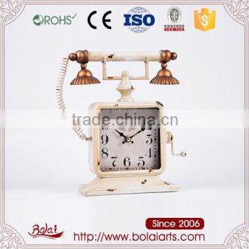 Old fashioned exquisite white metal telephone clock design