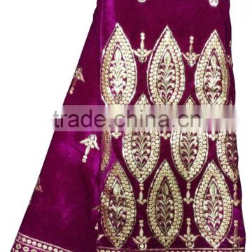 Wholesale olive green African velvet lace polyester velvet fabric