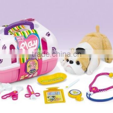 Hualian Main Product Vet Kit Plastic Pet Toy Set,Play House Set With Pet Dog & Doctor Toy