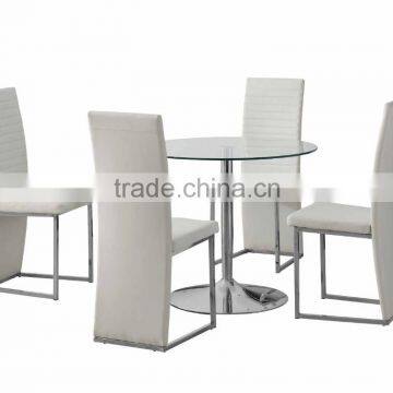 European New style round glass dining table and chairs set