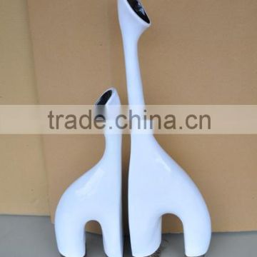 Double giraffe style Vietnam lacquer vase, fiber glass white vase for home decoration