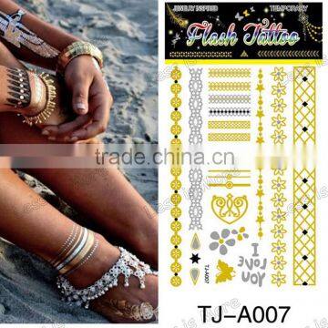 flash gold tatoo for hands and leg water transfer tattoo silver tataoo sticker