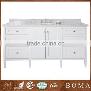 Elegant High-end Solid Wood Home Furniture White Bathroom Design
