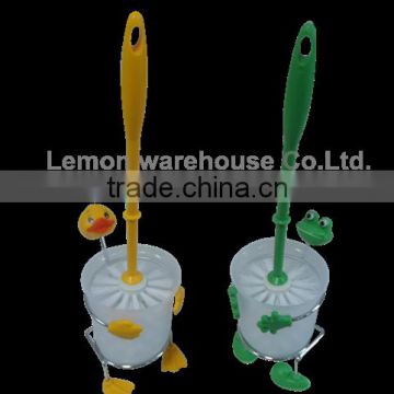 popular toilet brush set with metal stand duck & frog style