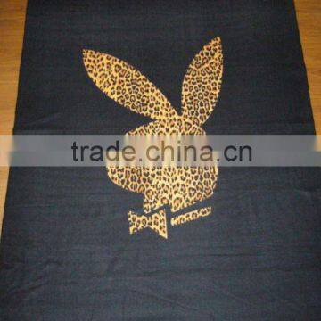 rabbit head design printed polar fleece blanket