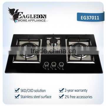 8mm black glass hob with Somi triple nozzle high flame/blue flame