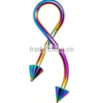 316L Stainless Steel Rainbow Twister Earrings Body Jewelry