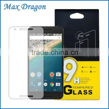 2016 New Arrival 9H 0.26mm 2.5D Premium Tempered Glass Screen Protector For LG Nexus 5X