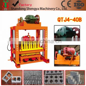 QTJ4-40 manual cement brick making machine can make hollow/pavement/solid brick using electric/diesel