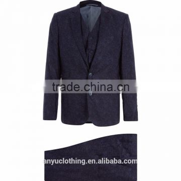 Stylish Style Mens Navy Floral Knitted Three-Piece Suit Wholesale