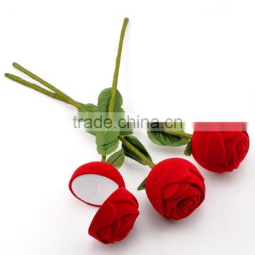 1 Red Rose Flower Velveteen Rings Jewelry Display Box 30x5.9cm(11 6/8"x2 3/8"),Jewelry