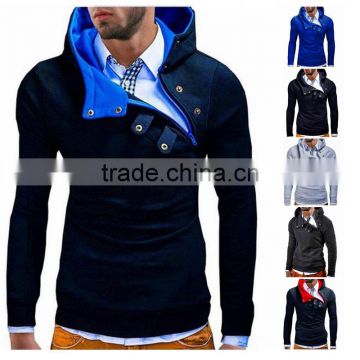 Wholesale men custom made two tone hoodies plain hoodie with side zipper