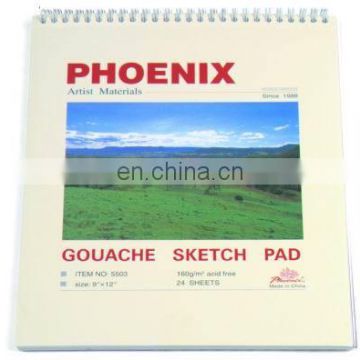 160gsm 24 sheets wire bound coloured cover 9x12" Gouache pad