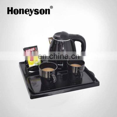 Honeyson new hotel high end cordless electric kettle with tray set