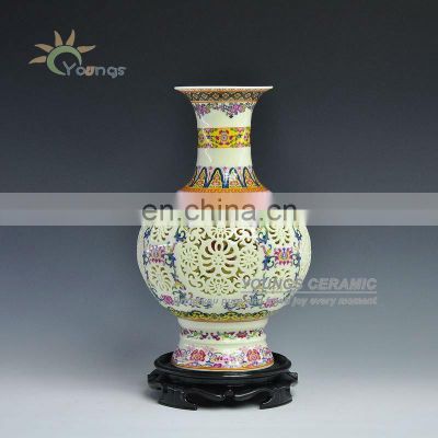 European Modern Hollow out ceramic Ivory vase for decoration
