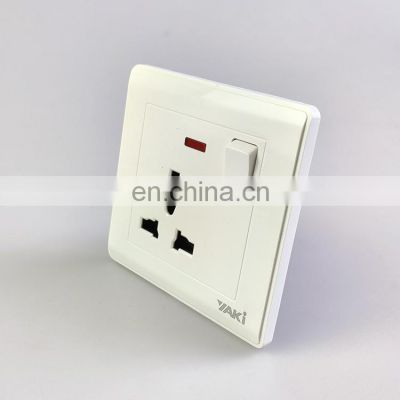 Yaki Hot selling senior white wall socket copper electrical accessories Power Indicator UK Standard wall switch and socket