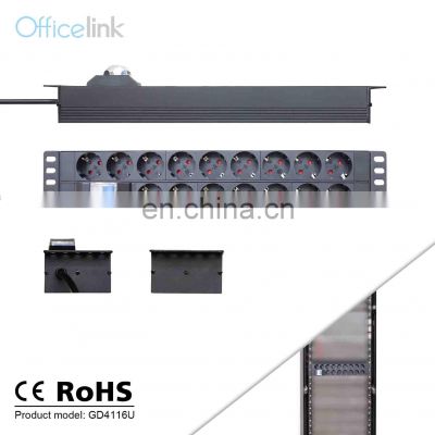 19 inch PDU in 2U rack case with German sockets and MCB