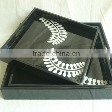 New design set of three square lacquered tray TK Vietnam
