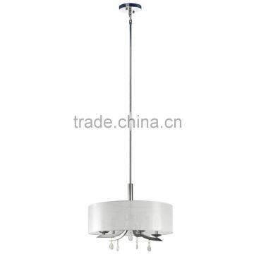 4 light chandelier(Lustre/La arana) in chrome finish with sheer white fabric shade