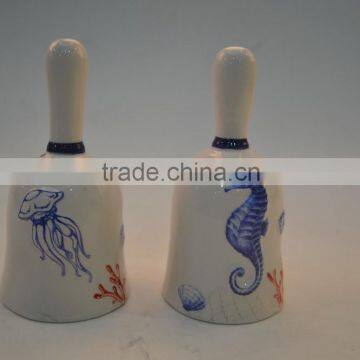 Marine series of embossed 3D hand-painted ceramic dinner bell