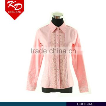 wholesale ladies' t shirts custom pink long sleeve shirts for women OEM service