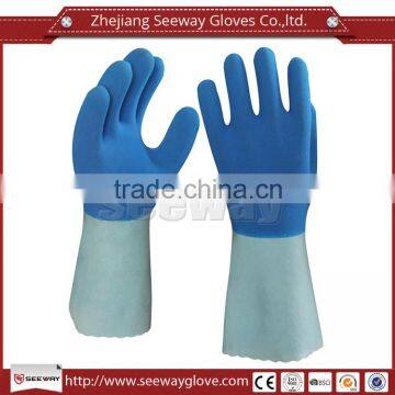 SEEWAY Hot Sale Anti-oil Blue Excellent Quality Long Sleeve Hand Safety Gloves