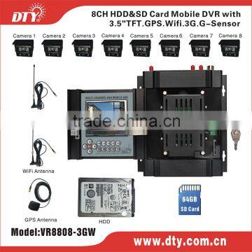 VR8808-3GW h.264 8 channel vehicle dvr for bus fleet remote monitor