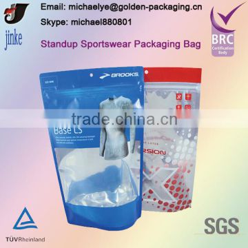 Stand Up Zipper Bag With Transparent Window For Sports Wear