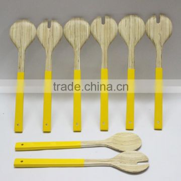 Yellow Spun Bamboo Spoon / Coiled Bamboo Spoon for using food