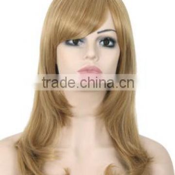 18 inch blond synthetic wig color 27 with side bangs cheap price