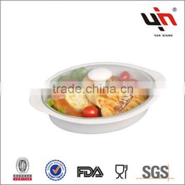 White Ceramic Oval Bakeware With Glass Lid