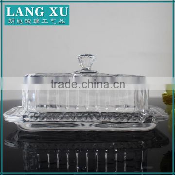 machine made clear crystal square glass butter dish