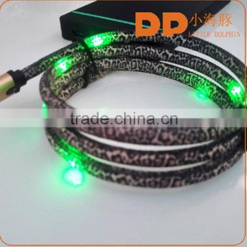 new model shoelace LED charging cable OEM 2 in 1 usb cable
