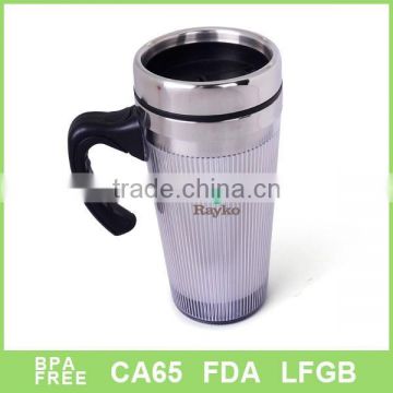 Double wall S.S and plastic double wal thermall mug with handle