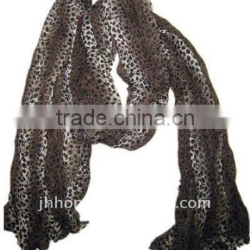 brown leopard chiffon scarf