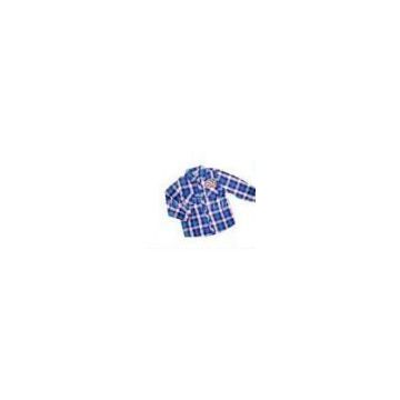 Custom Bule Kids Plaid Shirt with Chest Pocket , Long Sleeve Shirts for Autumn