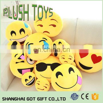OEM Service Emoji Emoticon Yellow Round Cushion Soft Toys Pillow Plush