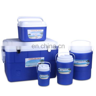 Plastic 5-piece set insulated cooler box and cooler jug for camping