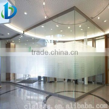interior frosted glass door sliding partition with geometric patterns