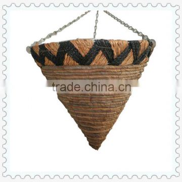 large unique outdoor woven cone hanging baskets with plastic film lined