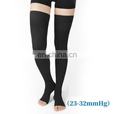 Long Knee Socks Blood Stocking Knee High Open Toe Compression Stockings Circulation