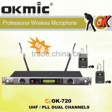 OK-720 UHF wireless microphone Dual Channels/UHF PLL 32/99 channels