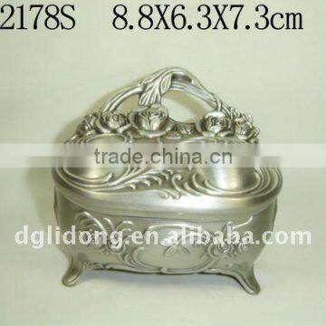 Elegant Pewter Plated Metal Trinket Box