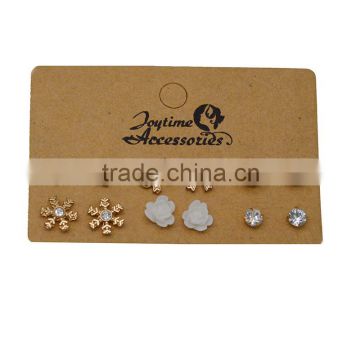 Customized Design 12 Pairs/set Sparking Snowflake Women Stud Earring Pack