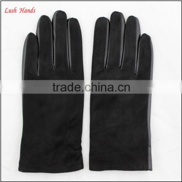 ladies cheap winter black suede leather hand gloves