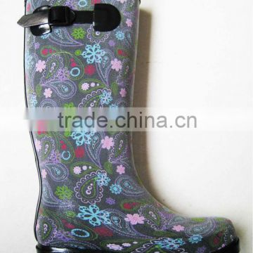 3D ash flowers woman rain boots